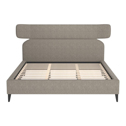 Brown Solid Wood And Upholstery King Bed Frame HomeRoots