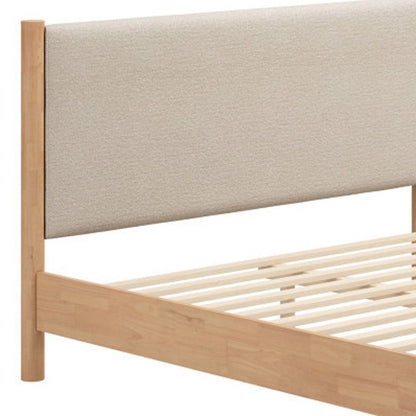 Beige Wood And Upholstery Queen Bed Frame HomeRoots