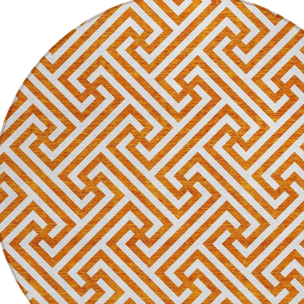 5' X 8' Orange And Ivory Geometric Washable Indoor Outdoor Area Rug HomeRoots