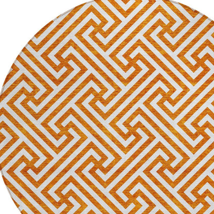 5' X 8' Orange And Ivory Geometric Washable Indoor Outdoor Area Rug HomeRoots