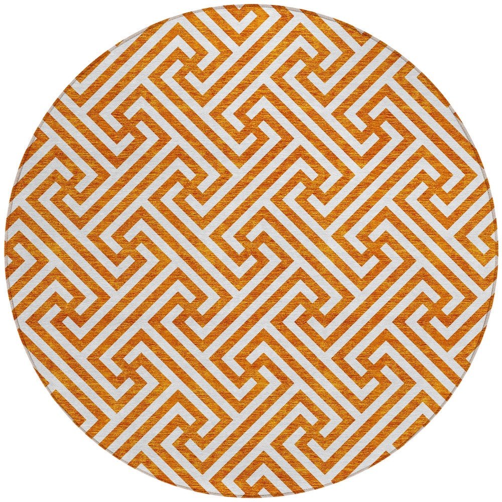 5' X 8' Orange And Ivory Geometric Washable Indoor Outdoor Area Rug — view 18