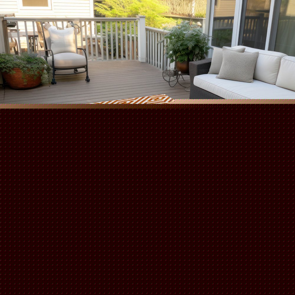 5' X 8' Orange And Ivory Geometric Washable Indoor Outdoor Area Rug — view 41