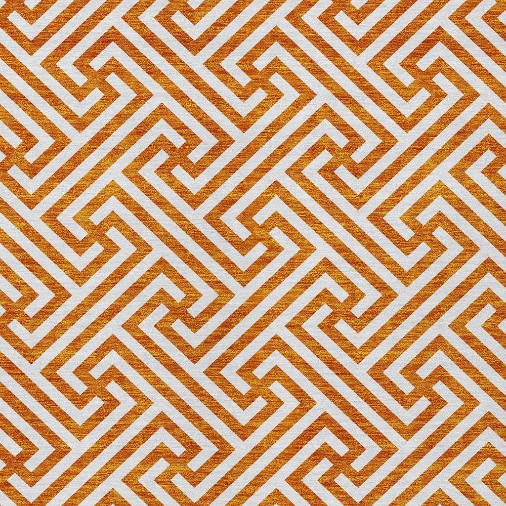5' X 8' Orange And Ivory Geometric Washable Indoor Outdoor Area Rug — view 59