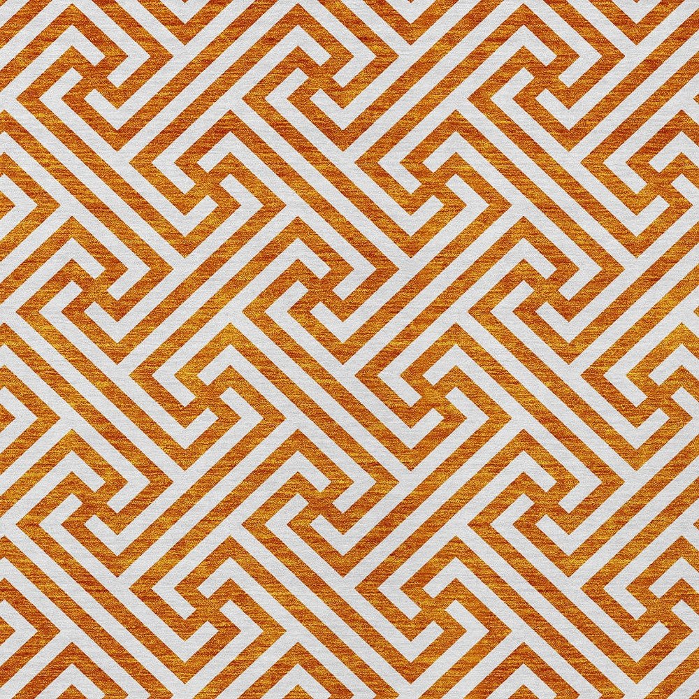 5' X 8' Orange And Ivory Geometric Washable Indoor Outdoor Area Rug HomeRoots