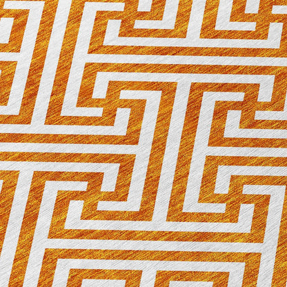 5' X 8' Orange And Ivory Geometric Washable Indoor Outdoor Area Rug HomeRoots