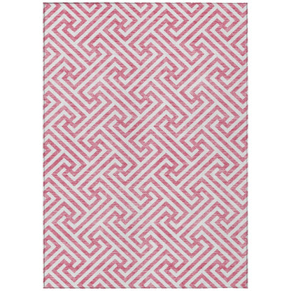 3' X 5' Pink And Ivory Geometric Washable Indoor Outdoor Area Rug HomeRoots