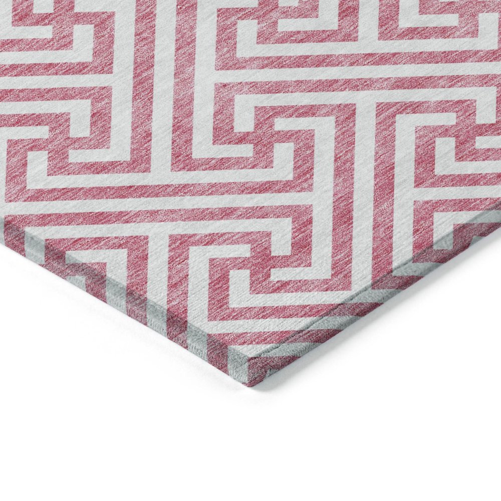 3' X 5' Pink And Ivory Geometric Washable Indoor Outdoor Area Rug HomeRoots
