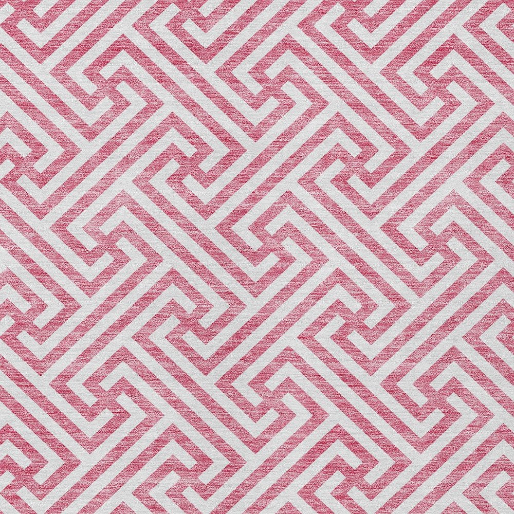3' X 5' Pink And Ivory Geometric Washable Indoor Outdoor Area Rug HomeRoots