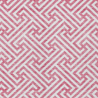 3' X 5' Pink And Ivory Geometric Washable Indoor Outdoor Area Rug HomeRoots