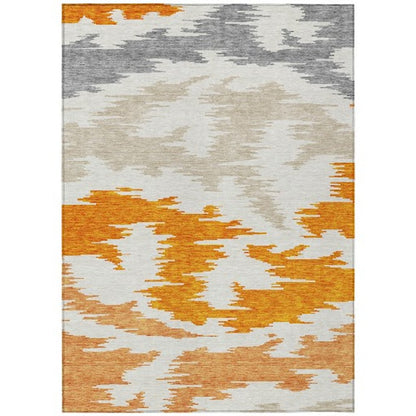 3' X 5' Orange Beige And Ivory Abstract Washable Indoor Outdoor Area Rug HomeRoots