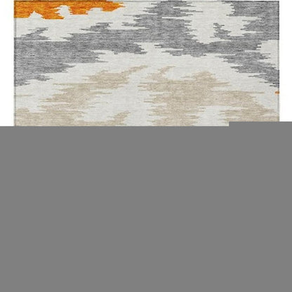 3' X 5' Orange Beige And Ivory Abstract Washable Indoor Outdoor Area Rug HomeRoots
