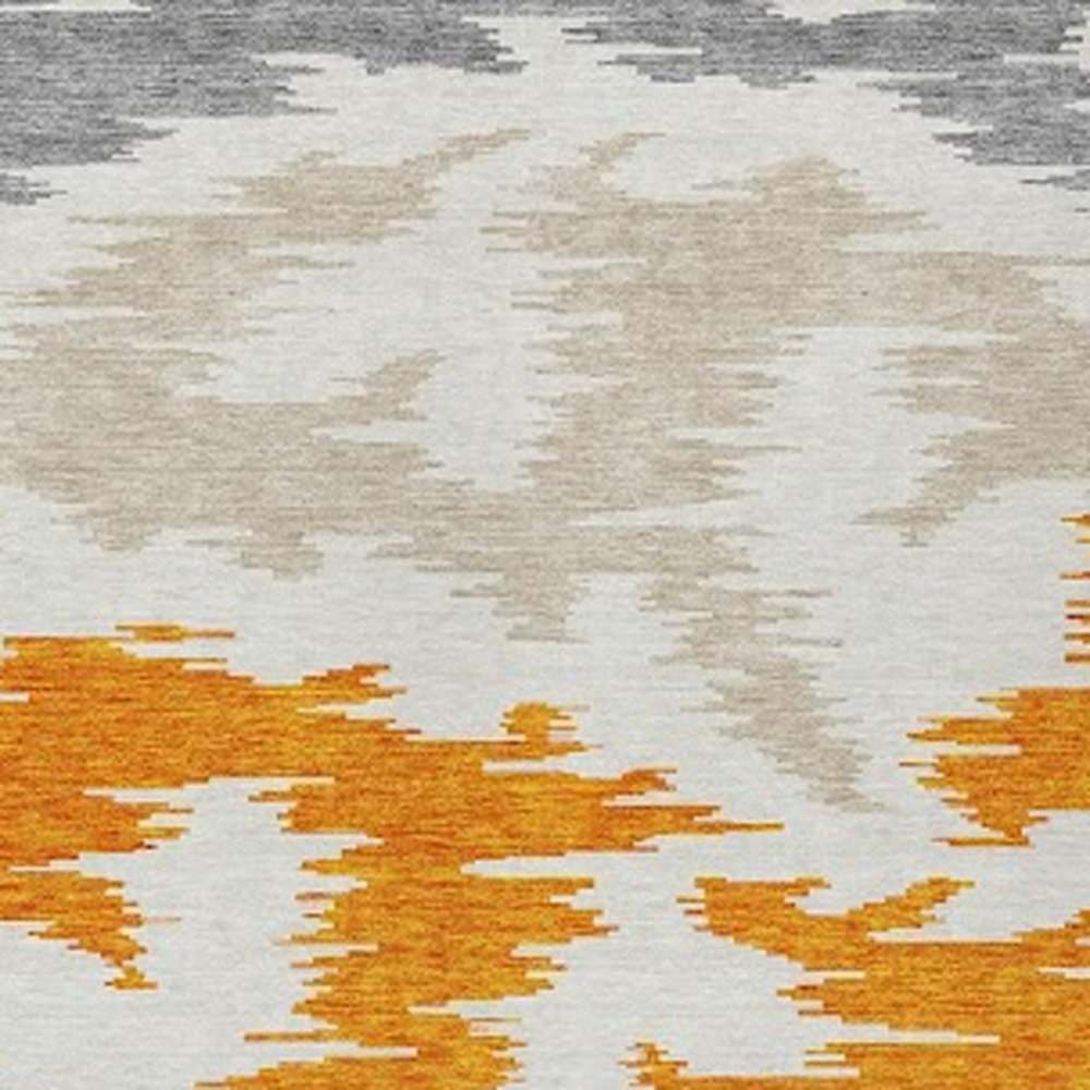 3' X 5' Orange Beige And Ivory Abstract Washable Indoor Outdoor Area Rug HomeRoots