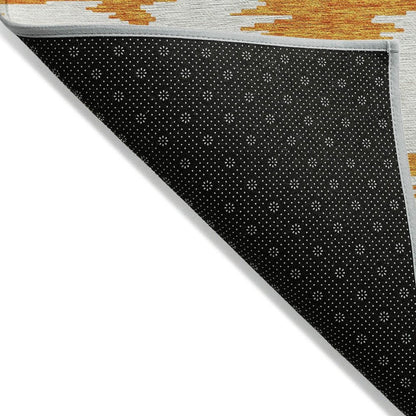 3' X 5' Orange Beige And Ivory Abstract Washable Indoor Outdoor Area Rug HomeRoots