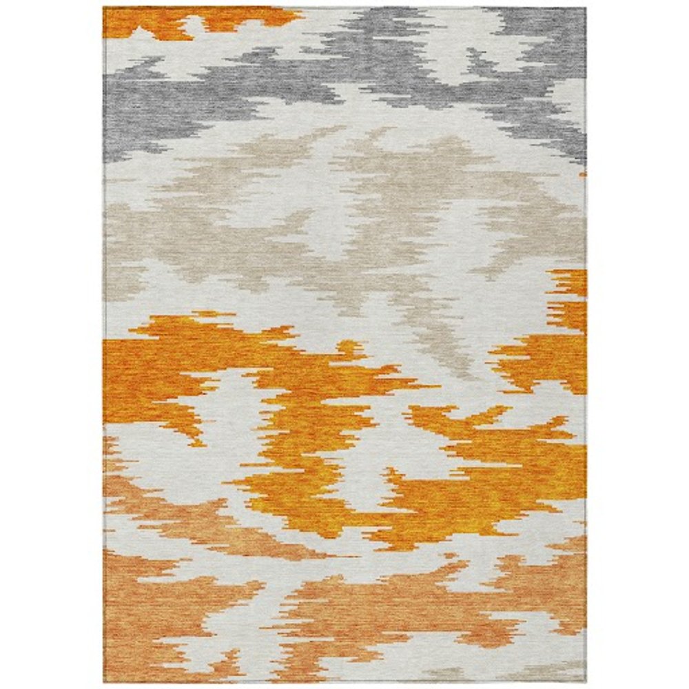 3' X 5' Orange Beige And Ivory Abstract Washable Indoor Outdoor Area Rug HomeRoots