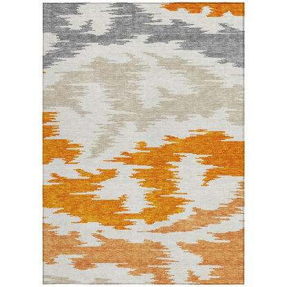3' X 5' Orange Beige And Ivory Abstract Washable Indoor Outdoor Area Rug HomeRoots