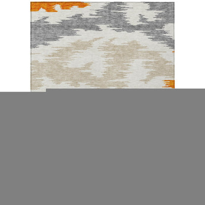 3' X 5' Orange Beige And Ivory Abstract Washable Indoor Outdoor Area Rug HomeRoots