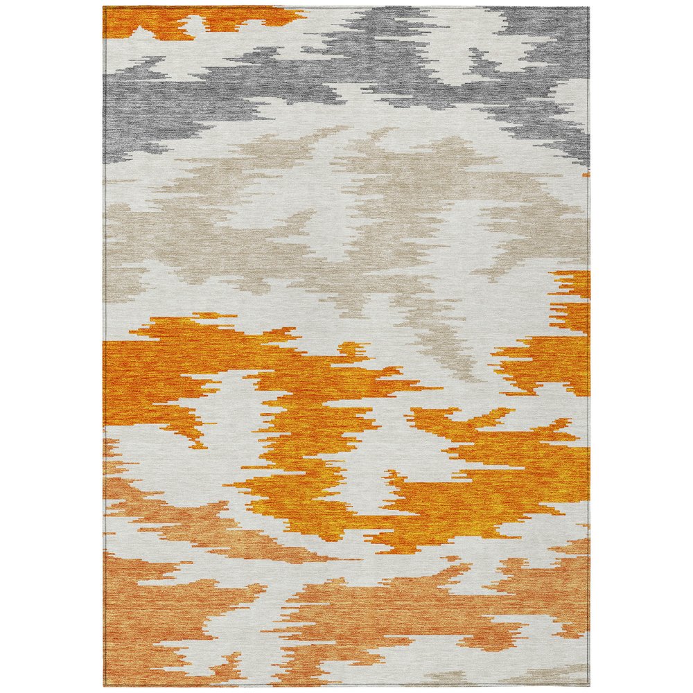 3' X 5' Orange Beige And Ivory Abstract Washable Indoor Outdoor Area Rug — view 26