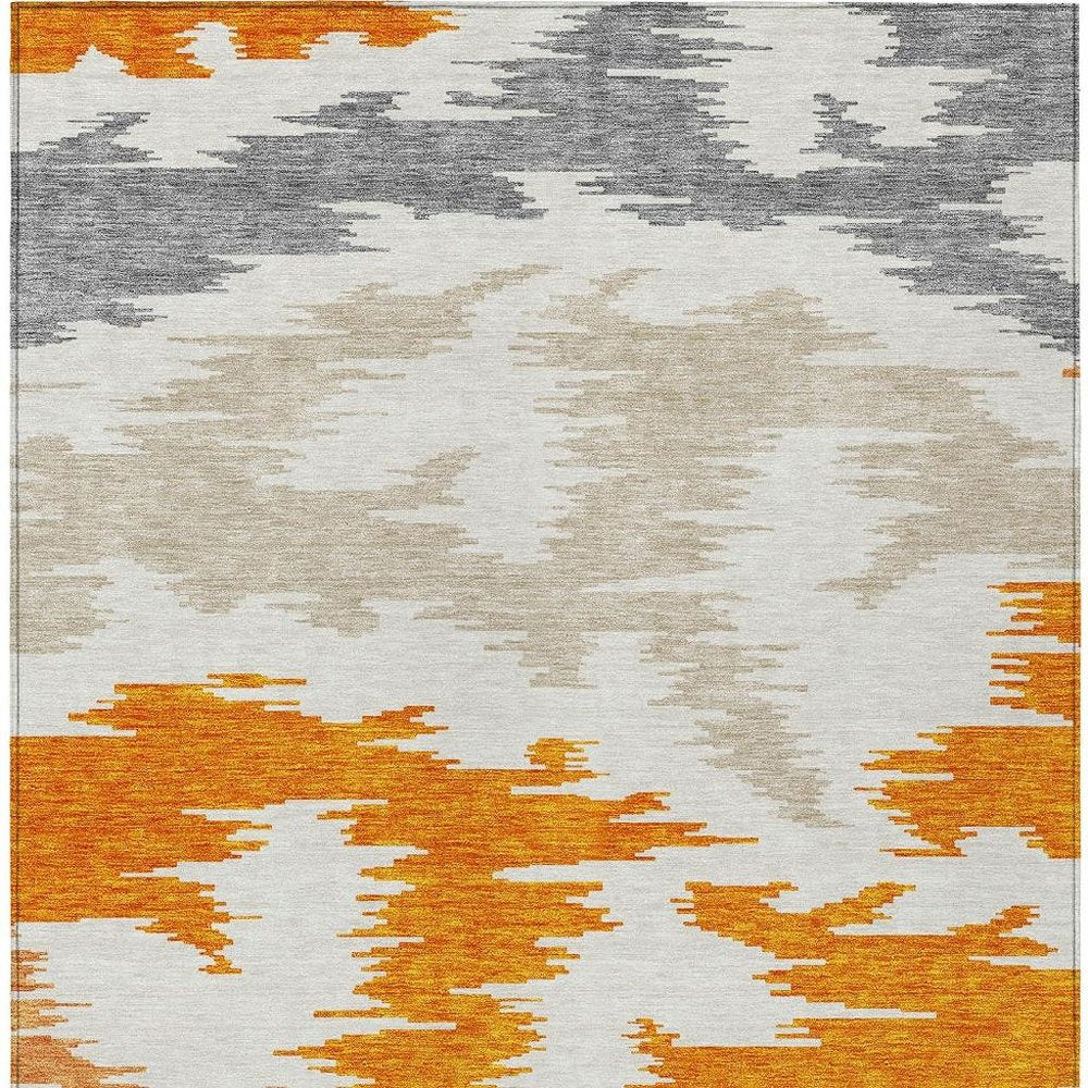 3' X 5' Orange Beige And Ivory Abstract Washable Indoor Outdoor Area Rug — view 27