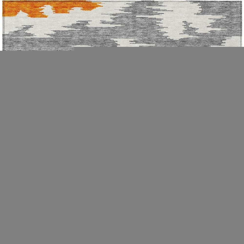 3' X 5' Orange Beige And Ivory Abstract Washable Indoor Outdoor Area Rug HomeRoots