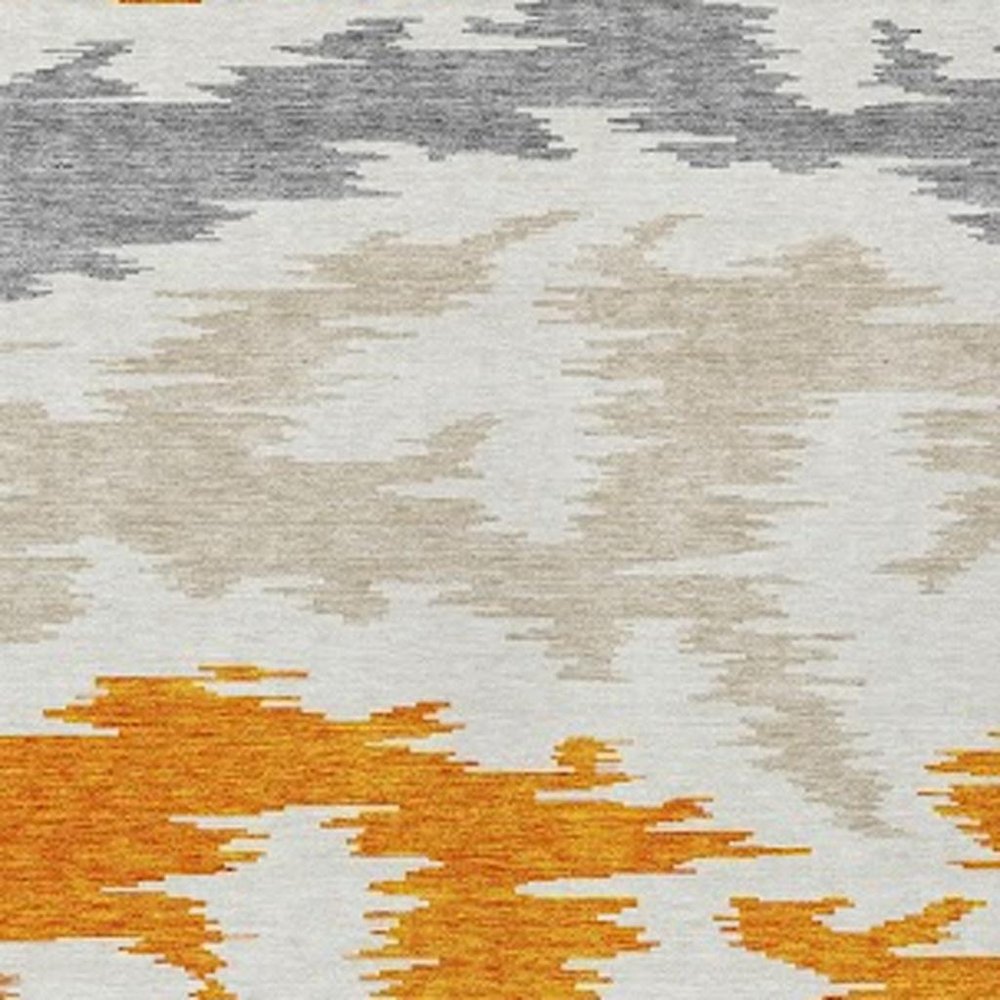 3' X 5' Orange Beige And Ivory Abstract Washable Indoor Outdoor Area Rug HomeRoots