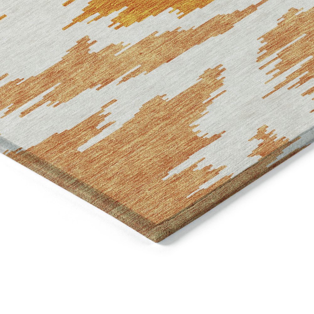 3' X 5' Orange Beige And Ivory Abstract Washable Indoor Outdoor Area Rug — view 69