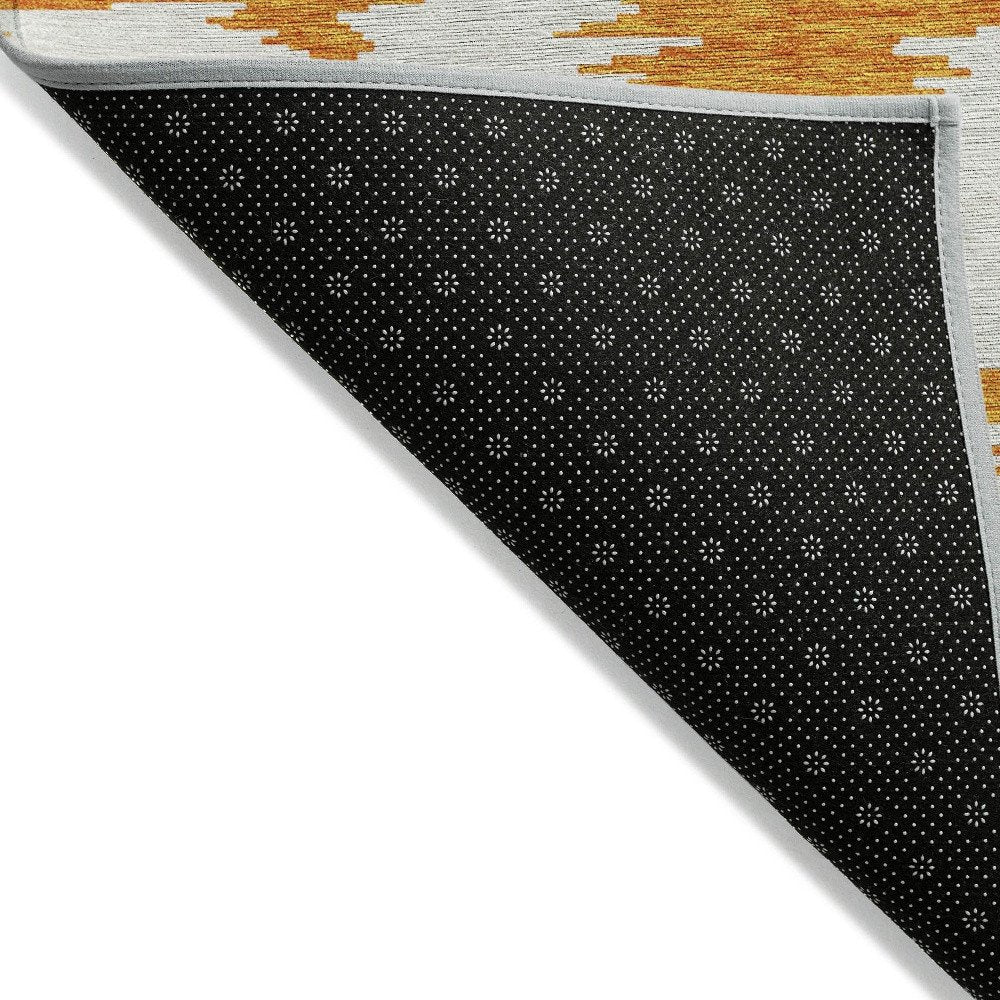 3' X 5' Orange Beige And Ivory Abstract Washable Indoor Outdoor Area Rug HomeRoots