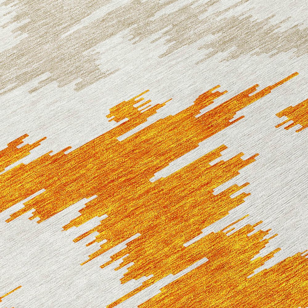 3' X 5' Orange Beige And Ivory Abstract Washable Indoor Outdoor Area Rug — view 60