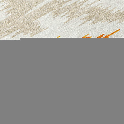 3' X 5' Orange Beige And Ivory Abstract Washable Indoor Outdoor Area Rug HomeRoots