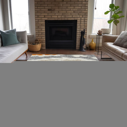 3' X 5' Orange Beige And Ivory Abstract Washable Indoor Outdoor Area Rug HomeRoots