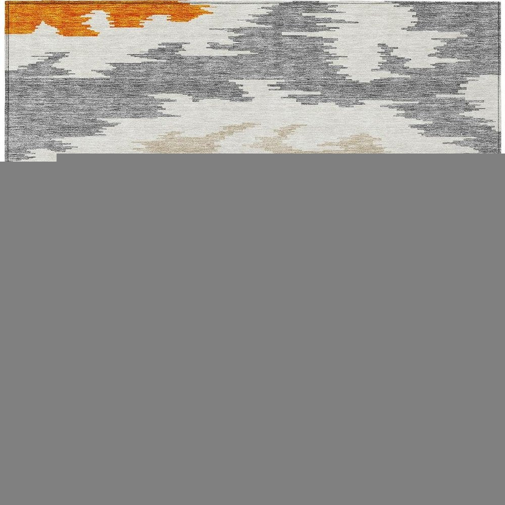 3' X 5' Orange Beige And Ivory Abstract Washable Indoor Outdoor Area Rug — view 75