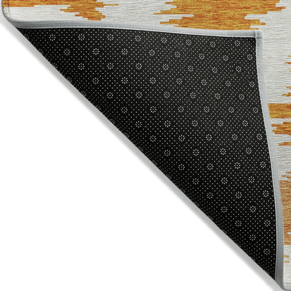 3' X 5' Orange Beige And Ivory Abstract Washable Indoor Outdoor Area Rug HomeRoots
