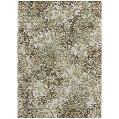 10' X 14' Beige Taupe And Brown Floral Washable Indoor Outdoor Area Rug HomeRoots