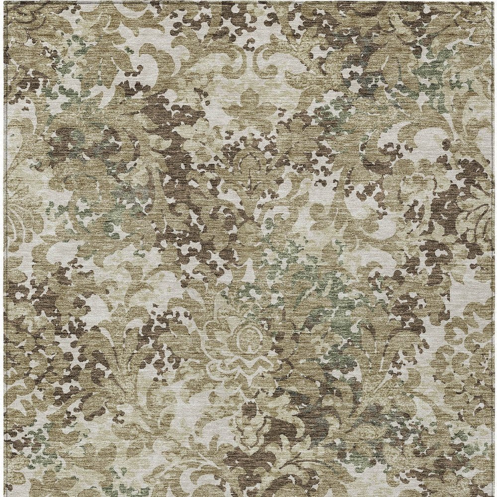 10' X 14' Beige Taupe And Brown Floral Washable Indoor Outdoor Area Rug — view 5