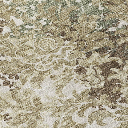 10' X 14' Beige Taupe And Brown Floral Washable Indoor Outdoor Area Rug HomeRoots