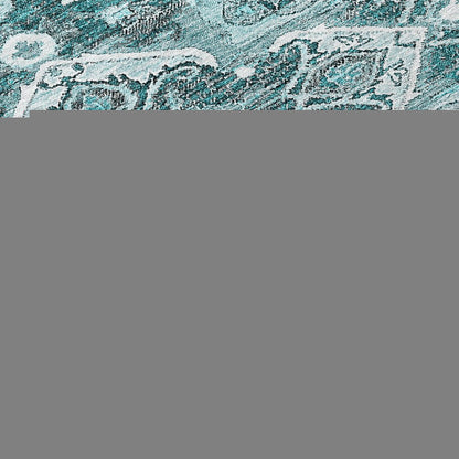 8' X 10' Teal Blue Gray And Charcoal Oriental Washable Indoor Outdoor Area Rug HomeRoots