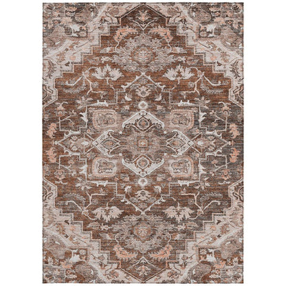 3' X 5' Terra Cotta Brown And Copper Oriental Washable Indoor Outdoor Area Rug HomeRoots