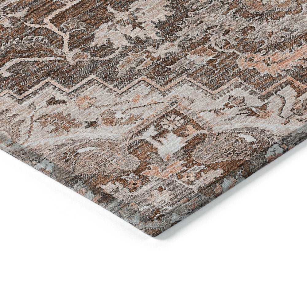 3' X 5' Terra Cotta Brown And Copper Oriental Washable Indoor Outdoor Area Rug HomeRoots