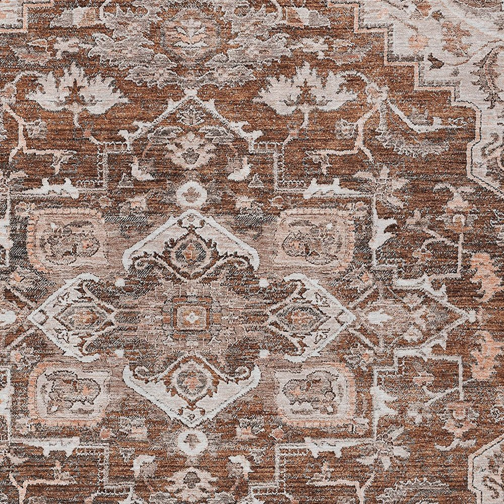 3' X 5' Terra Cotta Brown And Copper Oriental Washable Indoor Outdoor Area Rug HomeRoots