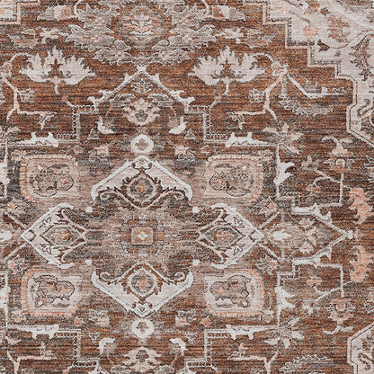 3' X 5' Terra Cotta Brown And Copper Oriental Washable Indoor Outdoor Area Rug HomeRoots