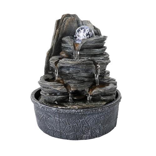 9.8inches Indoor Tabletop Fountain Cascading Fountain with Led Light & Crystal Ball - FurniFindUSA