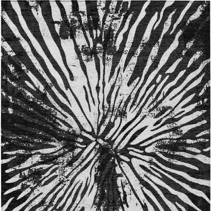 5' X 8' Black Charcoal And Ivory Abstract Washable Indoor Outdoor Area Rug HomeRoots