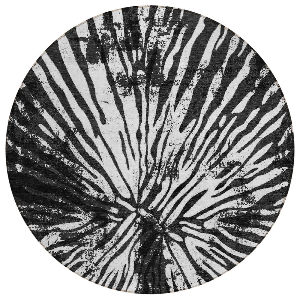 5' X 8' Black Charcoal And Ivory Abstract Washable Indoor Outdoor Area Rug HomeRoots