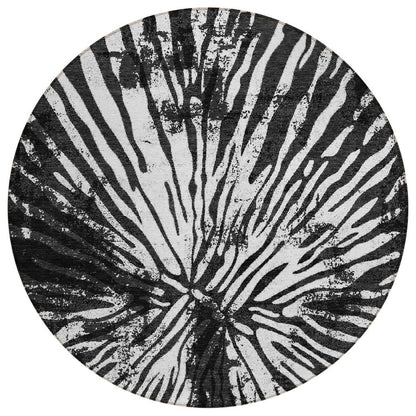 5' X 8' Black Charcoal And Ivory Abstract Washable Indoor Outdoor Area Rug HomeRoots
