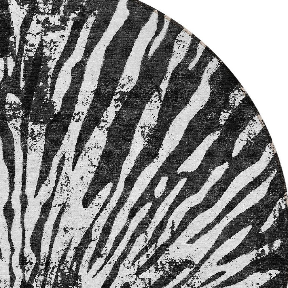 5' X 8' Black Charcoal And Ivory Abstract Washable Indoor Outdoor Area Rug — view 11
