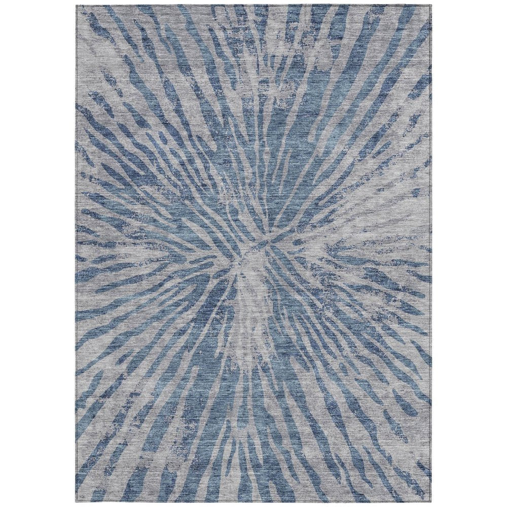 3' X 5' Blue Gray And Silver Abstract Washable Indoor Outdoor Area Rug HomeRoots