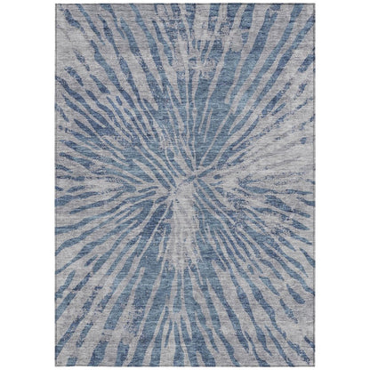 3' X 5' Blue Gray And Silver Abstract Washable Indoor Outdoor Area Rug HomeRoots