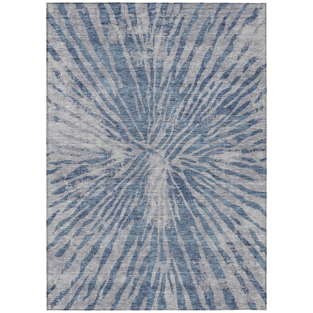 3' X 5' Blue Gray And Silver Abstract Washable Indoor Outdoor Area Rug HomeRoots