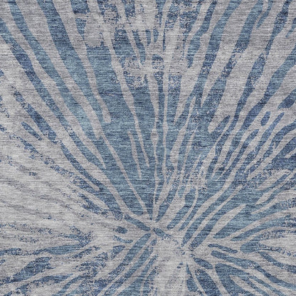 3' X 5' Blue Gray And Silver Abstract Washable Indoor Outdoor Area Rug HomeRoots