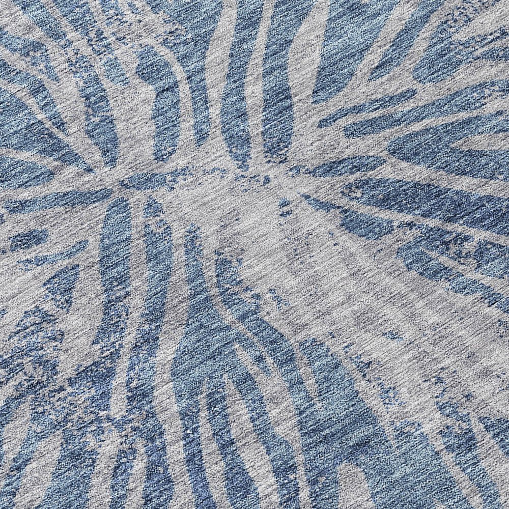 3' X 5' Blue Gray And Silver Abstract Washable Indoor Outdoor Area Rug — view 4