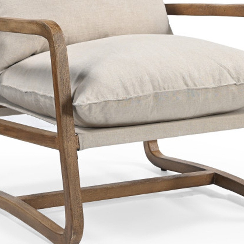 30" Beige And Natural Linen Arm Chair — view 4